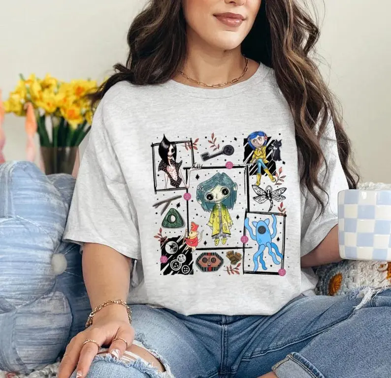 Vintage Coraline Halloween Shirt, Halloween Sweatshirt, Spooky Movie Shirt, Horror Shirt, Halloween 2024 Gift, Gift For Her