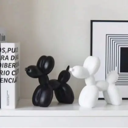 "1pc Handmade Resin Balloon Dog Statue Ornament | Cute White Animal Sculpture for Home Decoration | Perfect for Valentine's Day & Birthday Gifts" Minimalist Minimalist 1