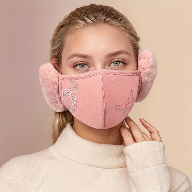 Women'S Winter Warm Ear Muff Face Mask, Unisex Thickened Windproof Breathable Ear Protector, Knitted Stretch Polyester Fabric, Hand Wash Only, Fashionable Accessory for Ladies 7