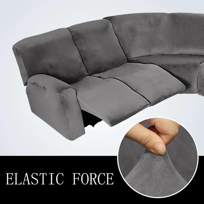5 Seater Recliner Cover 7 Pcs Recliner Sofa Covers Velvet Stretch Reclining Sectional Couch Covers for 5 Cushion Sofa Slipcovers 3