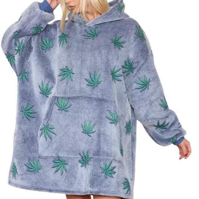 Adult Mens Womens Weed Oodie Oversized Hug & Snug Hoodie Snood Soft Blankets 1