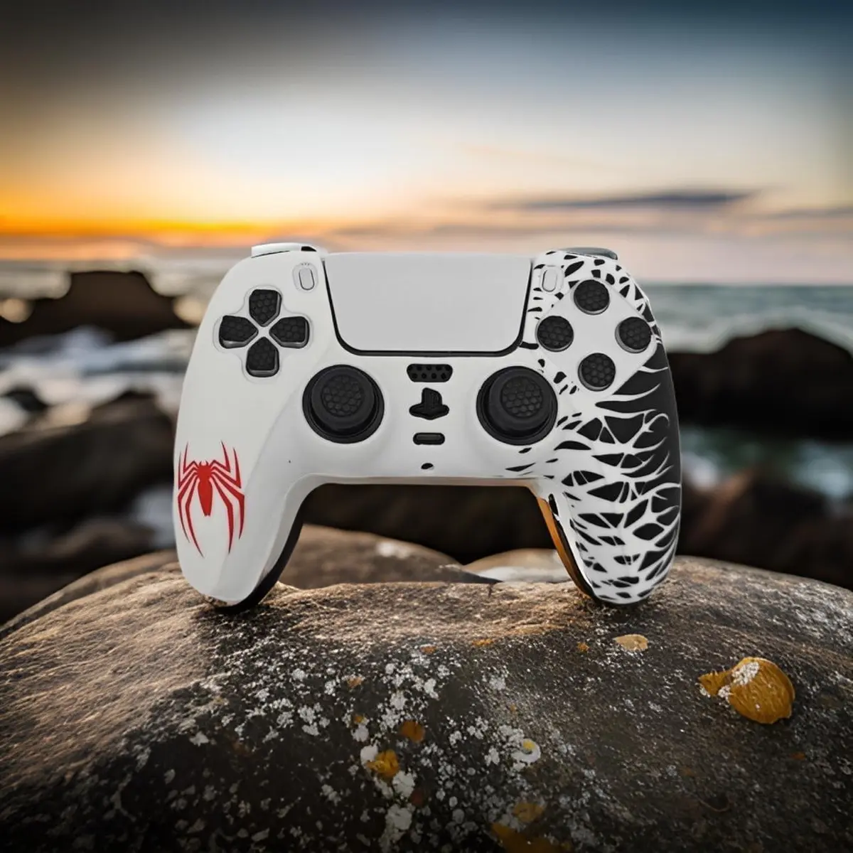 Ultimate Gamer Controller Skin Cover - Quality Silicone - Rubber Cover for PS5 Controllers - 1Pc - Spider Theme