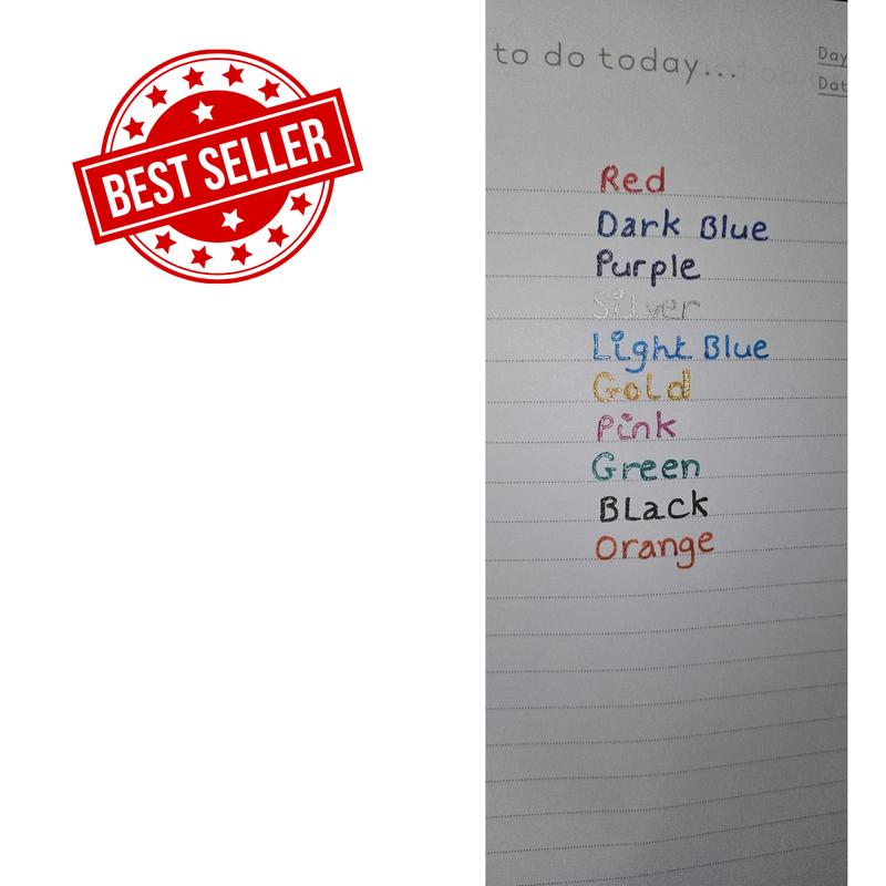 10 x Shine Sparkled GLITTER Gel Pens 0.7 mm FINE Tip 10 colours 4