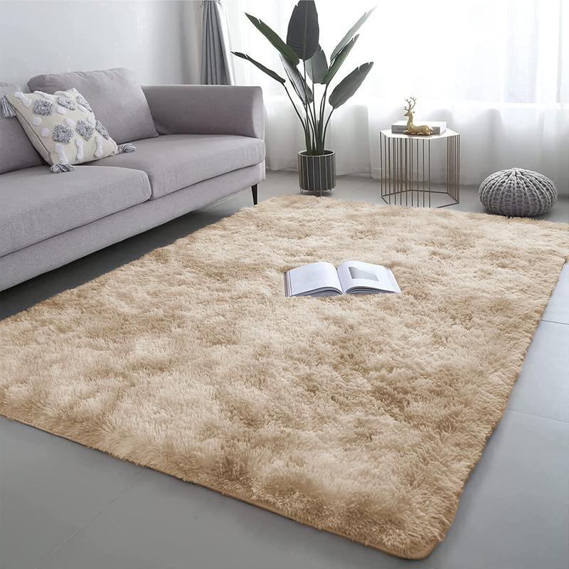 Large Shaggy Rug Fluffy Rugs Anti-Slip Living Room Bedroom Soft Carpet Floor Mat Cotton Plaid Non-slip Anti-skid Indoor Black 3