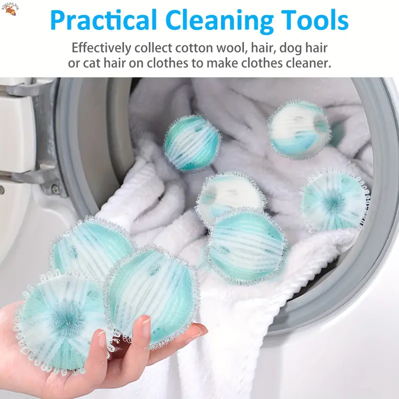 RISELDAJOR   5-Pack Manual Nylon Reusable Pet Hair Remover Balls - Ideal for Cleaning Dog and Cat Fur from Clothing, Bedding, and in the Bathroom 0