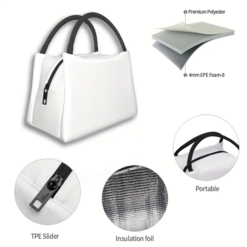 Black Cat and Bird Pattern Portable Insulated Lunch Bag, 27.94x16.0x17.02cm, Suitable for Camping, Picnics, Beaches, and Outdoor Activities 8