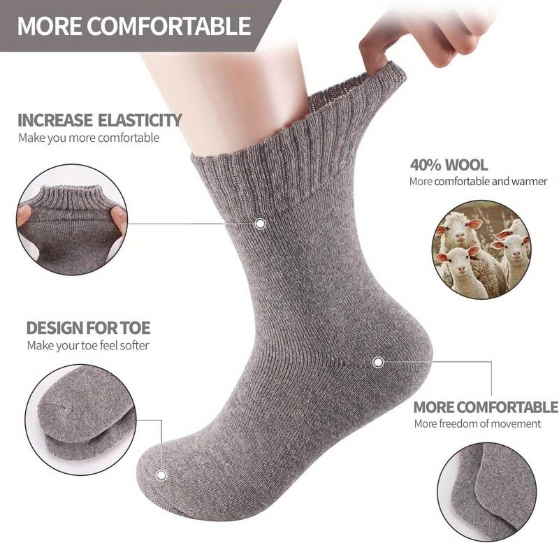 Product Introduction of 5 Pairs of Men's Heavyweight Wool Thermal Socks - Thick & Warm Crew Socks for UK Sizes 7-11, Perfect Gift for Winter 11