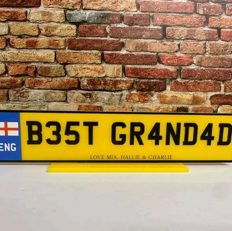 Fathers Day Personalised UV Printed Novelty Number Plate With Stand Decor Gift Dad