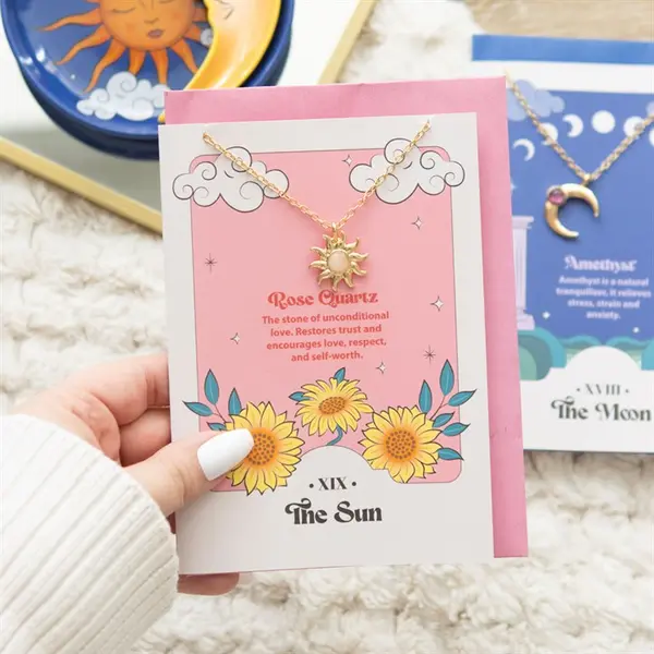 The Sun Celestial Rose Quartz Necklace Card 4