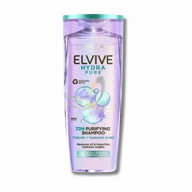 L'Oréal Paris Elvive Hydra Pure 72h Purifying Shampoo with Hyaluronic and Salicylic Acids 500ml