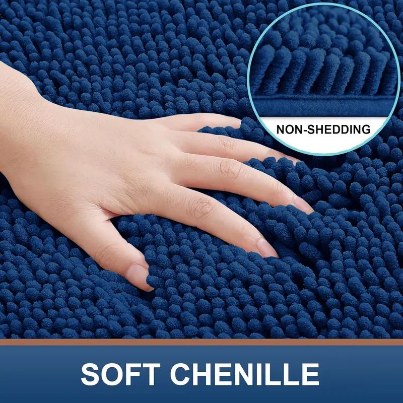 Moonlight Bedding Bath Mats Non Slip Anti Mould – Chenille Shower Mats Machine Washable Bathroom Mats Super Absorbent Extra Soft Fluffy Bathmats Cosy Nature 5