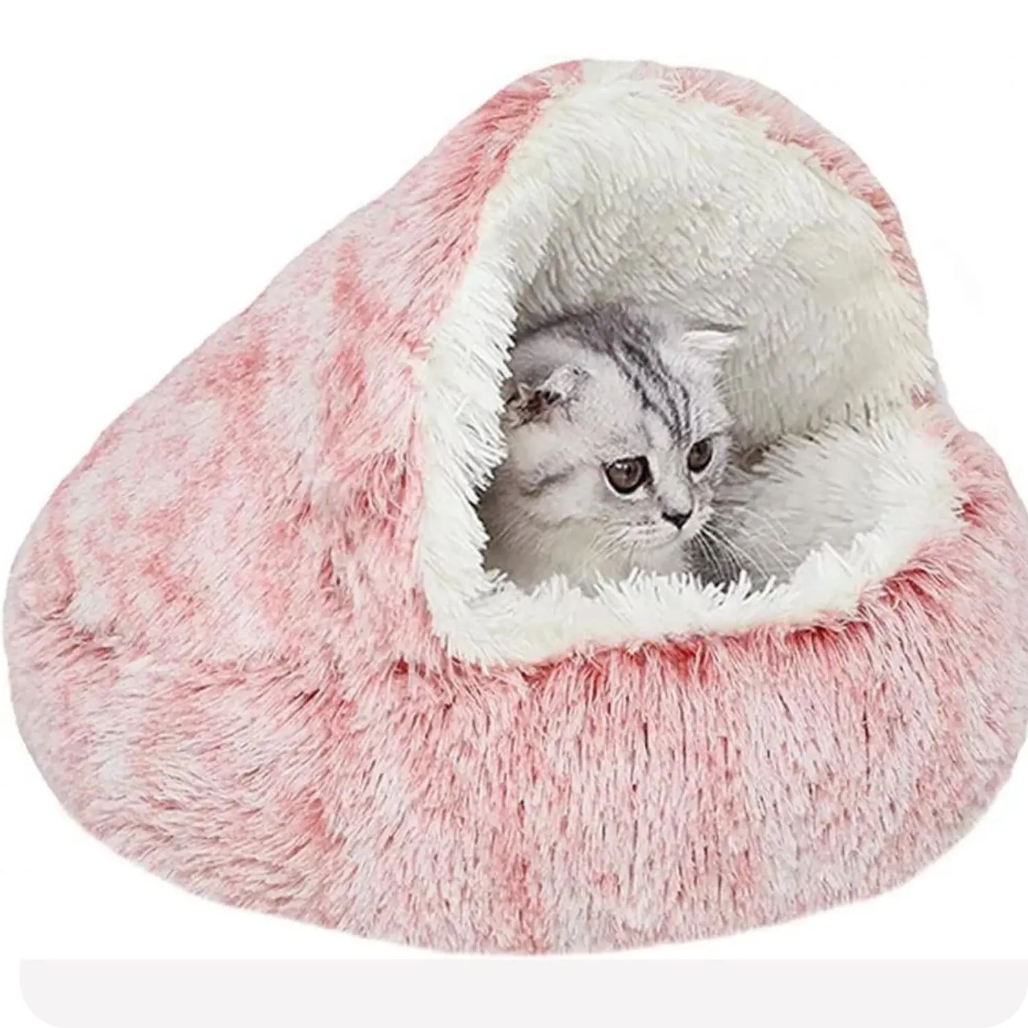 Pet Dog Cat Bed Round Plush Kitten Warm Sleeping Nest Bed Cat Igloo Cave House