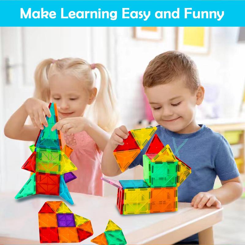 Magnetic Tiles Toys Ages 3-8 Boys Girls Gift Kids Magnetic Building Blocks Set Toys for Toddlers Creativity Gifts Toys for 3 4 5 6 7 8+ Year Old Girls Boys Christmas Birthday-34pcs 3