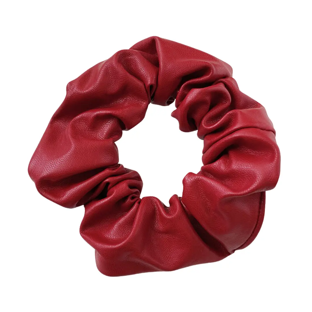 Vegan Leather Scrunchie Burgundy Red