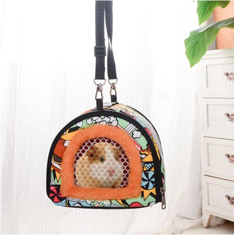 Small Animal Hamster Carrier, Portable Outgoing Bird Travel Cage Warm Zipper Breathable Guinea Pig Carry Cage For Rat Chinchilla 2