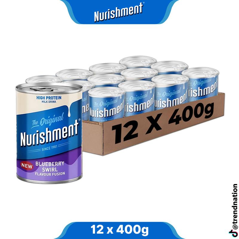 Nurishment High Protein Drink Blueberry Swirl Rich in Vitamins and Minerals 12 Pack (12 x 400g) Beverage Milk 0