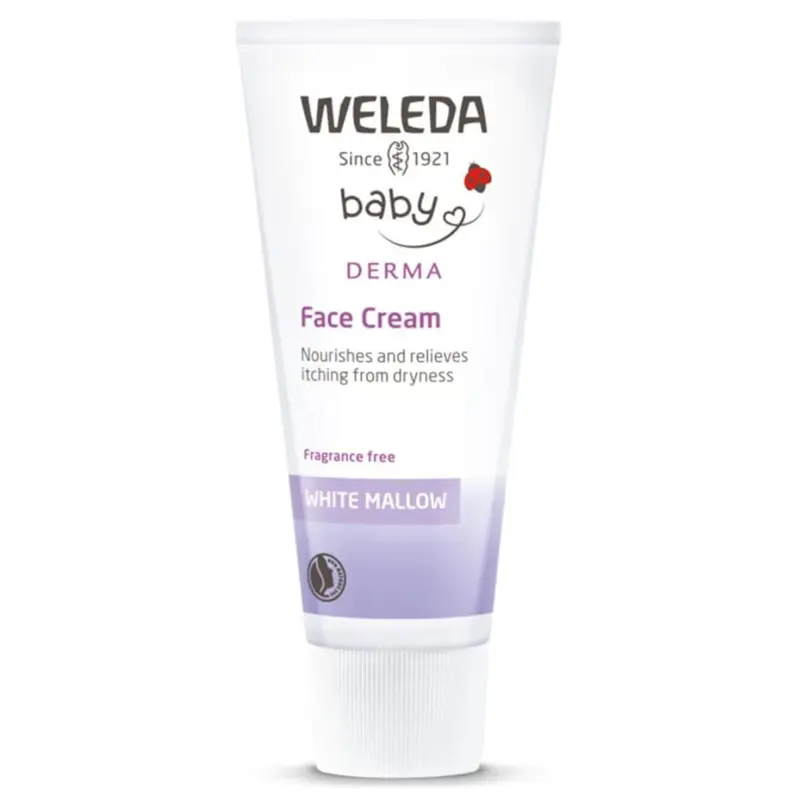 Weleda Baby Derma Face Baby Cream, White Mallow Moisturiser, Dermatologically Tested for Hypersensitive, Dry and Atopic skin, Developed by Professionals, Fragrance Free, 50ml 0