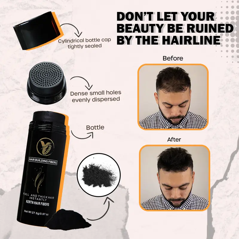 Yasbro 27.5g Hair Building Fibres – 100% Keratin Formula – Instantly Fuller-Looking Hair in 12 Natural Colours – For Thinning Hair & Hair Loss – Unisex Hairline Concealer 2