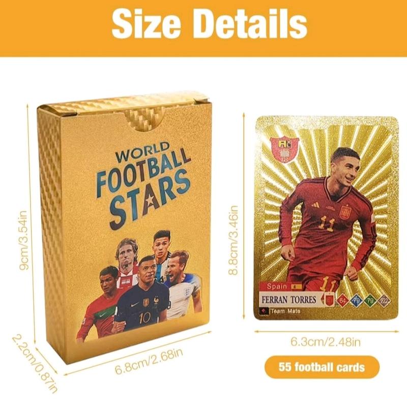 55Pcs Gold Foil Football Star Cards for Collectors 1
