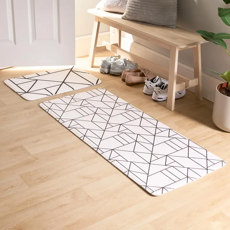 OHS Mason Geometric Washable Non Slip Indoor House Mat Runner 1