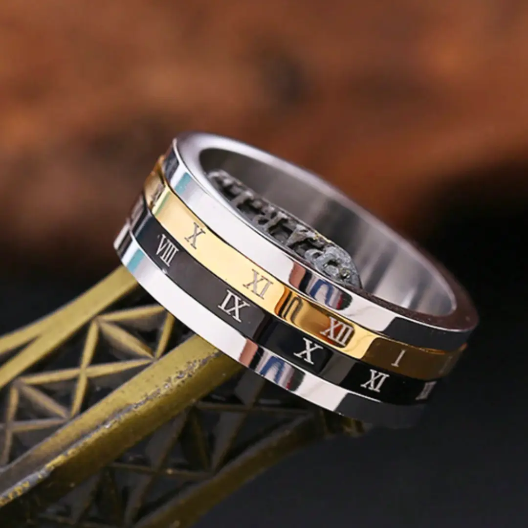 1pc Fashion 2 in 1 Rotating Roman Numeral Wheel Ring for Men, Jewelry Match Any Outfit, Wedding Ring, Engagement Ring, Great Gift for Valentine's Day