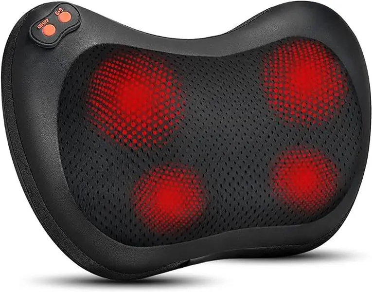 Neck and Back Massager Pillow with 3D Kneading and Heating - Electric Shiatsu Cushion for Ultimate Comfort and Relaxation - Luxury, Relaxing