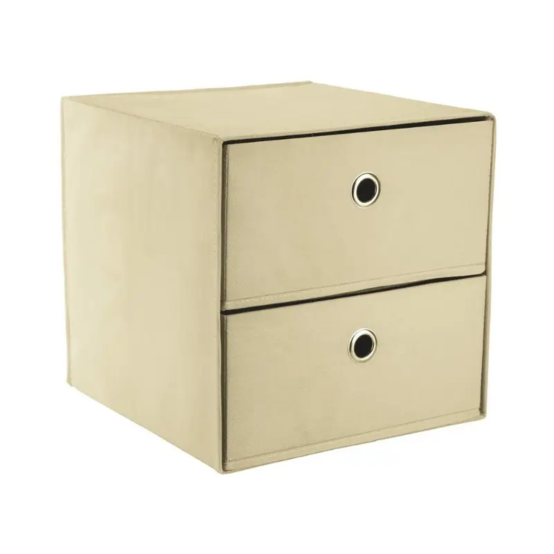 2-Drawer Storage Box Cube Canvas Boxes Basket Collapsible for Closet Wardrobe Organiser Shelf Toys Clothes, Premium size 32cm Square. Available in Black, Blue, Purple. Bedroom Fabric Garments Storage. Makeup storage organiser. Bedroom 3