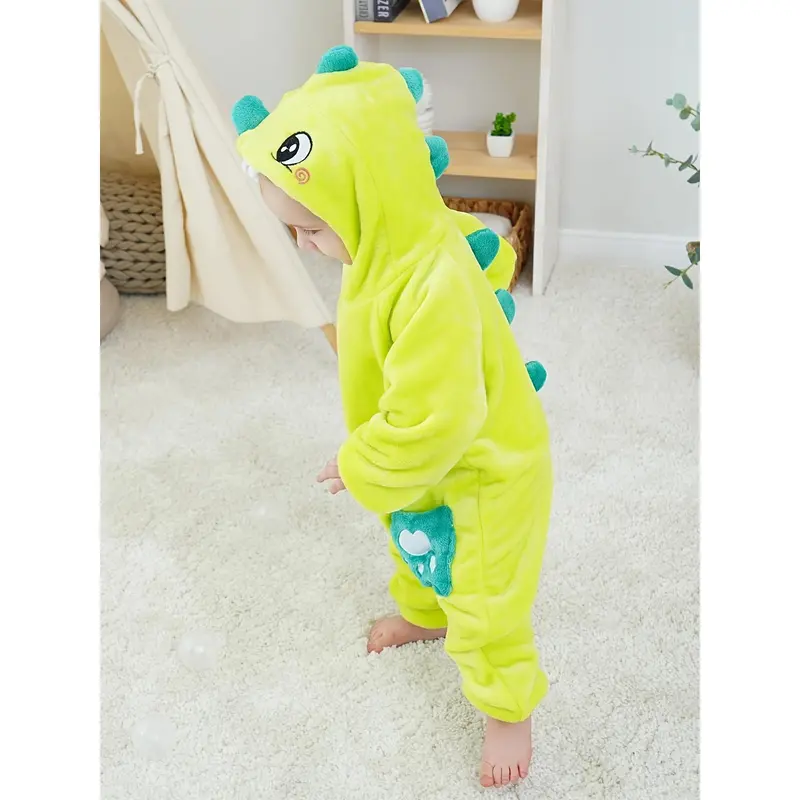 Cozy Youngsters' Dinosaur Hooded Pajamas - Plush, Long-Sleeve Onesie for Boys & Girls, Perfect for Halloween, Christmas & New Year 8