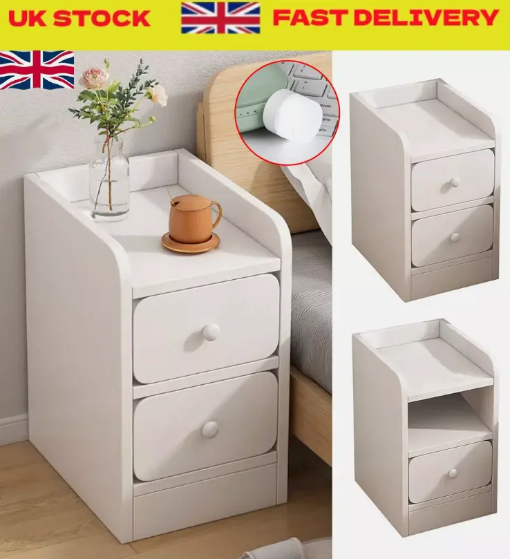 Small Slim Bedside Table Sofa End Side Table Nightstand Bedroom Drawer Cabinet