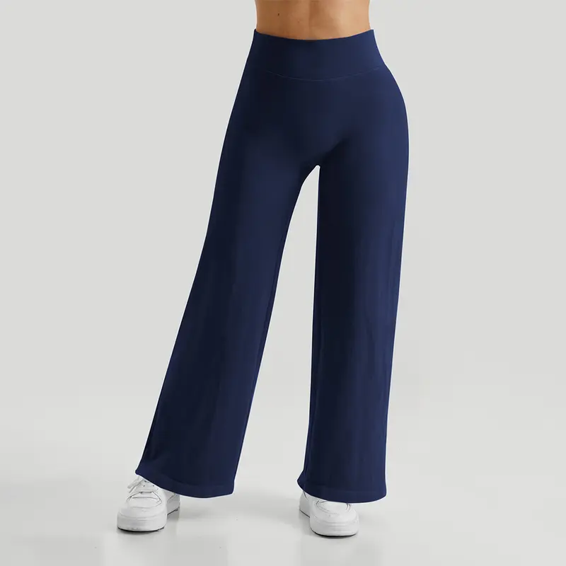 Mooslover UK Women Casual High-Waisted Wide Leg Straight Pants Breathable Trousers 8
