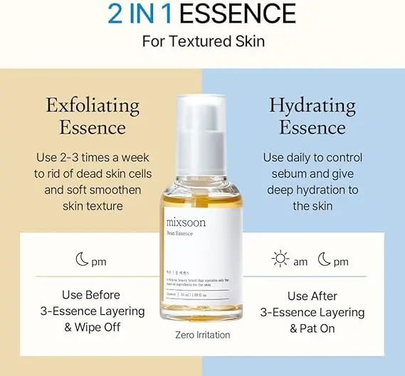 mixsoon Bean Essence, Vegansnail, Exfoliating Essence for face, Hydrating Korean Skin Care,Glassskin 1.69 fl.oz/50ml 7