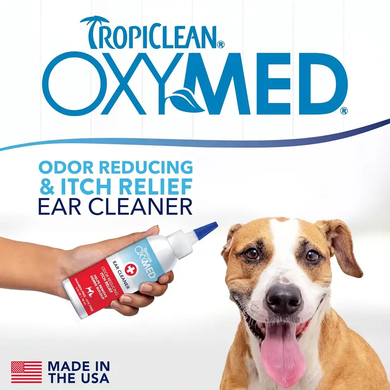 TropiClean OxyMed Medicated Dog Ear Cleaner for Pets - Ear Cleaning Solution & Treatment - Quickly Dissolves Wax, Reduces Odour, Promotes Healthy Ear Hygiene - Ear Cleaner, 118ml 2