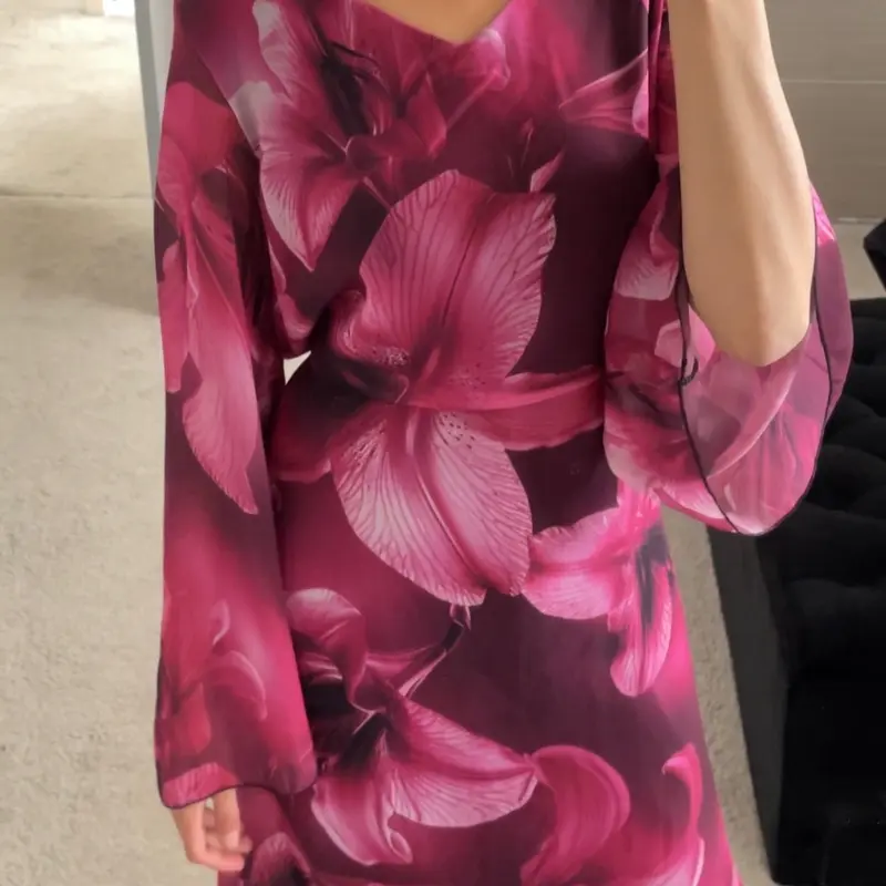SHESOUT in the Purple abstract floral chiffon tie front or tie back maxi dress 3