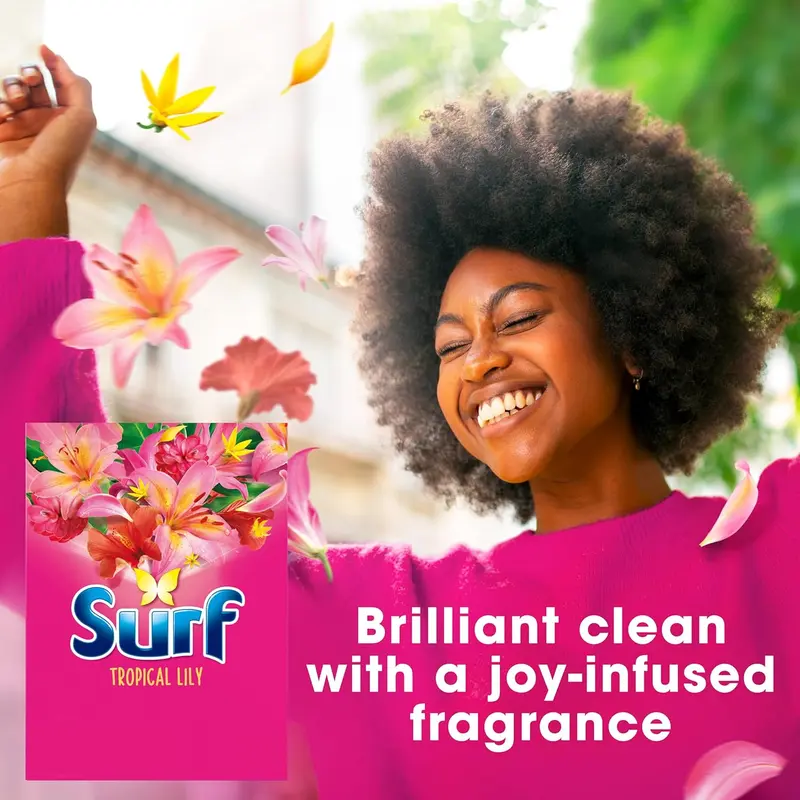 Surf Tropical Lily Washing Powder joy-infused fragrance with natural essential oil lasting up to 12 hours in wear for brilliantly clean laundry every time 130 washes 6.5 kg 1