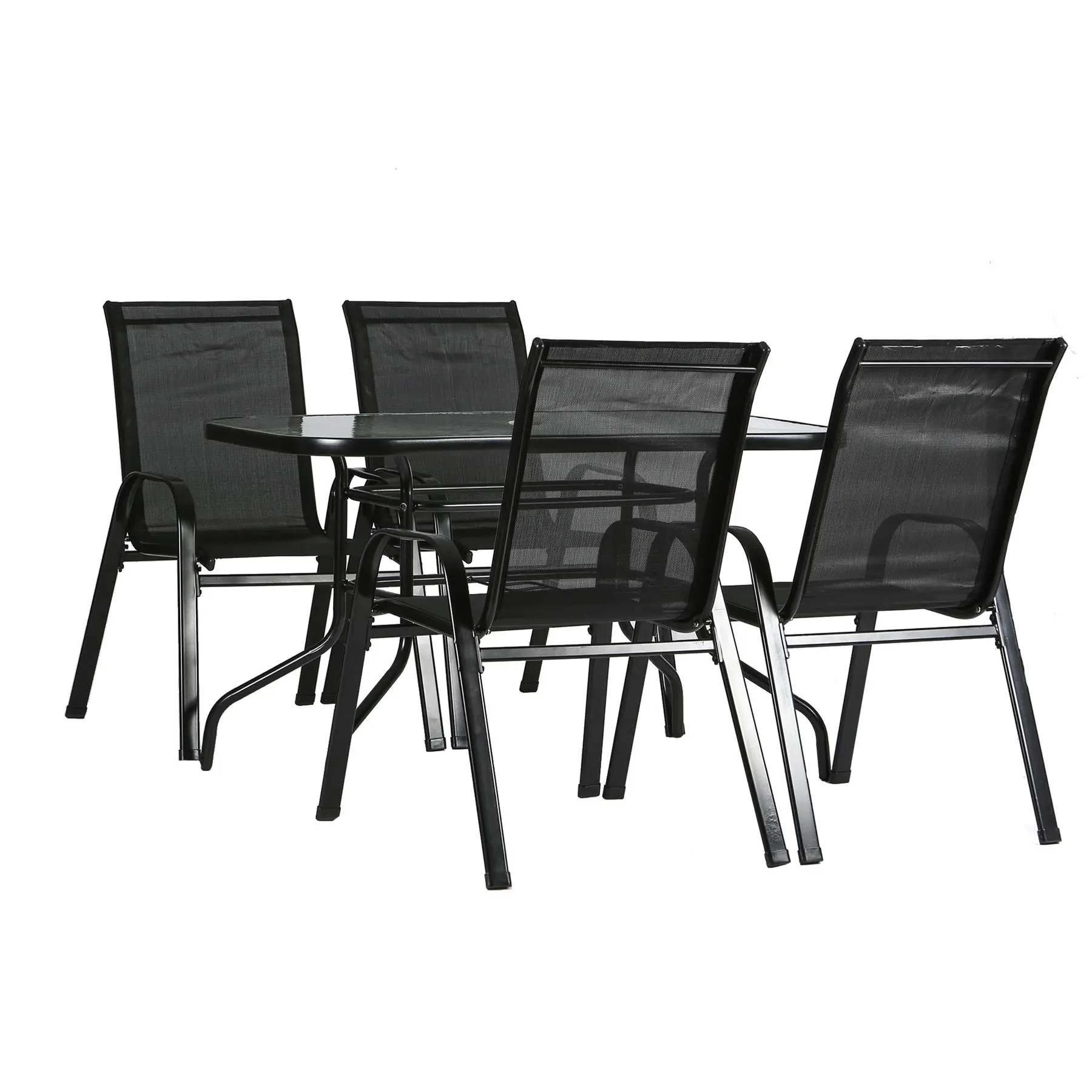 Harbour Housewares 4 Seater Metal Garden Furniture Set - 120cm x 70cm - Black