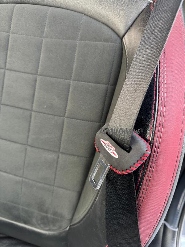 KillAllChrome Mini R56 F56 JCW Seat Belt Buckle Cover Pad - Accessories Pair John Cooper Works RED 3