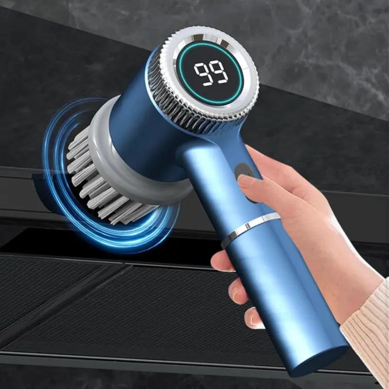LED Electric Spin Scrubber With Brush/Heads - Powerful Handheld Cleaning Tool, Three Speed Machine, For Kitchen, Oven, Floor, Tiles, Cars, Daily Use, Best Christmas Gift scrubbing scrub 2