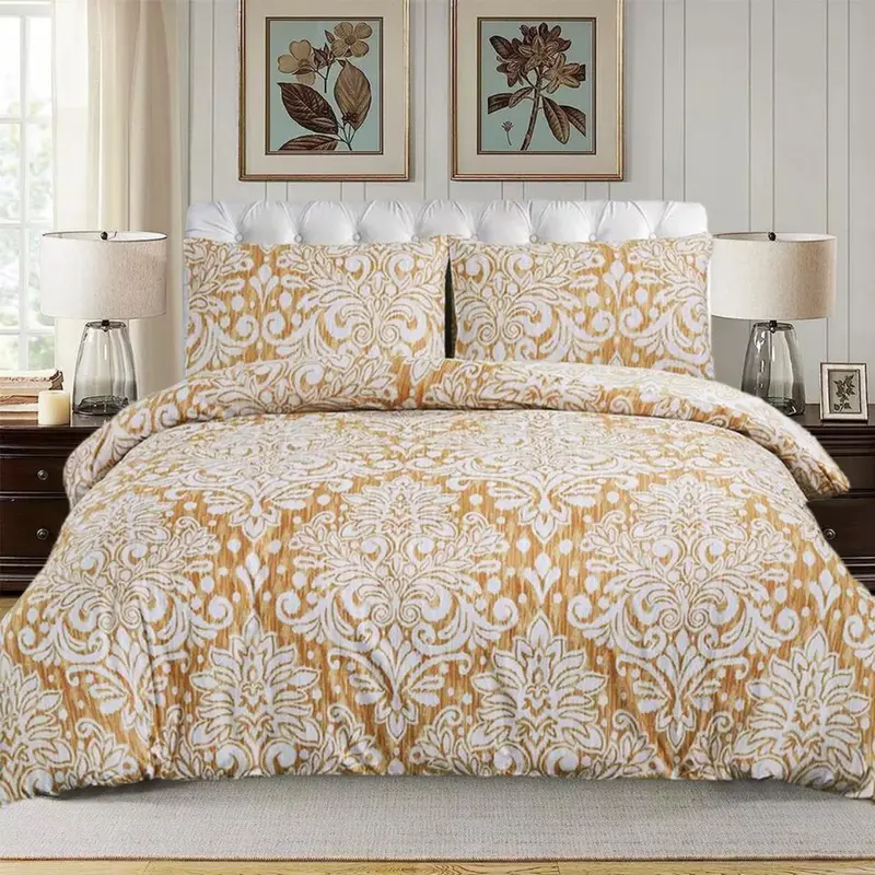 Rich Cotton 3PCS Bedding Set Single Double King Size Duvet Quilt Cover Set Multicolored soft duvet set grey white black breathable duvet covers durable printed duvet sets machine wash bedset anti-drop super king fade resistant pumpkin bedding set 2