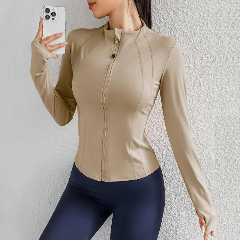 Sport Outfit Zip Up Winter Women Running Jackets Workout Gym Fitness Women Jackets With Coat Thumb Holes 2