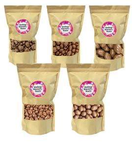 500g Pouches Of Chocolates, Brazil Nuts, Milk Chocolate Peanuts, Fruit & Nut, Honeycomb And Raisins
