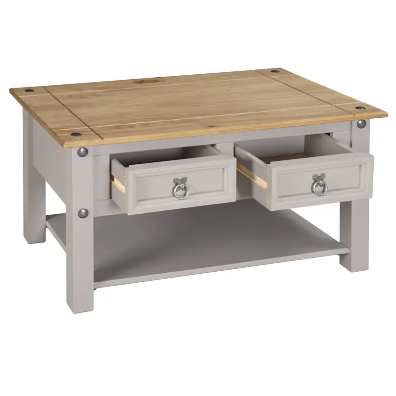 Corona Grey Coffee Table 2 Drawer Mexican Solid Pine coffeetable coffeetable coffeetables 3