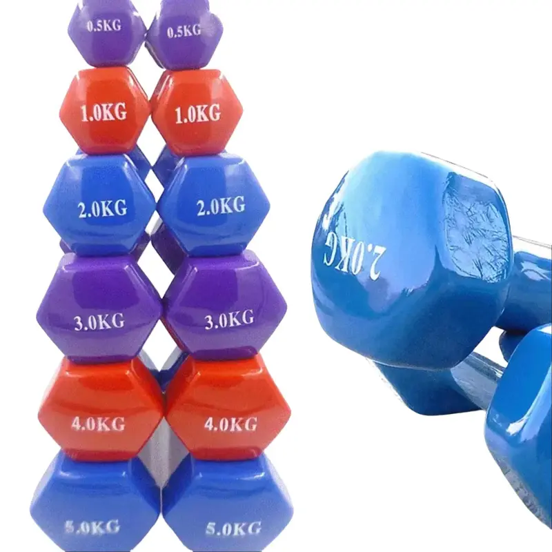 Vinyl Dumbbells Weights Pair Set Gym Fitness Exercise Iron Hand Neoprene 36-5 4