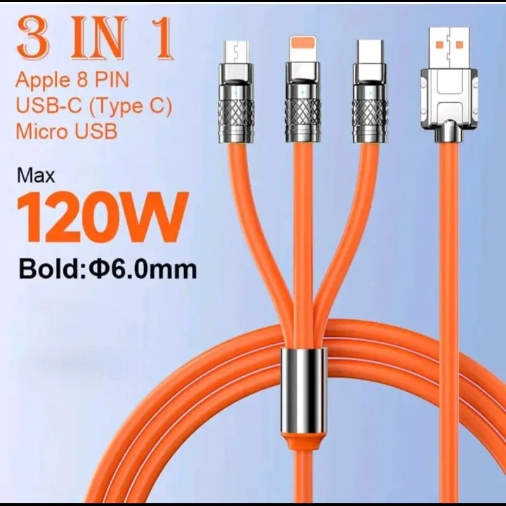 3in1 super fast charging data cable bold charge line micro USB C for iphone uk