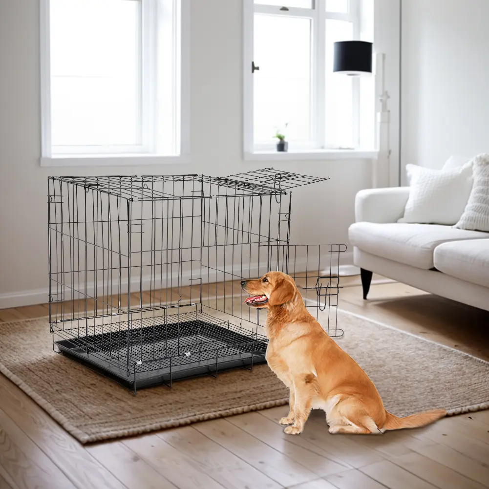 Lifeideas 5 Sizes Pet Wire Cage with 2 Doors and Tray, Small Metal Dog Crate for Resting and Moving Around,Puppy Dog Crate,Cat Cage,Rabbit Cage,Pet Supplies