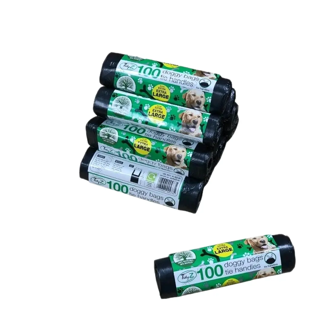 XL Doggy Poop Bags - 1000 Dog Poo Bags With Tie Handles And Dog Health Tips Leaflet - 10 Packs x 100 (30 cm x 36 cm) - Tidyz Doggy Bags