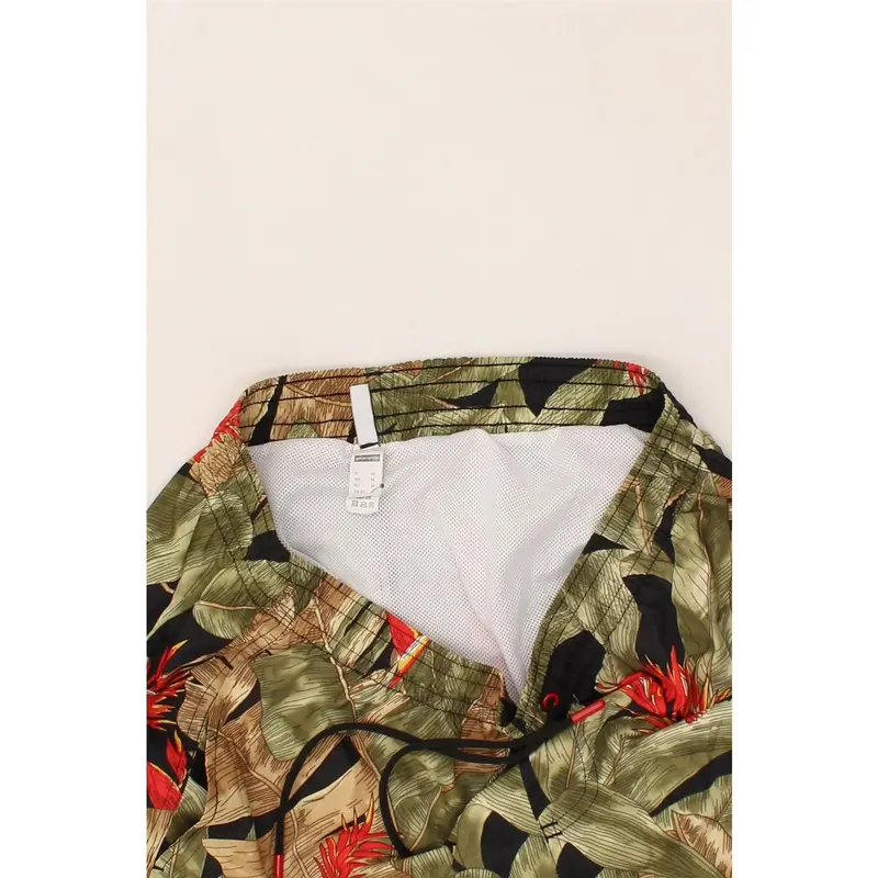 Pre-Owned VINTAGE Mens Abstract Pattern Swimming Shorts Medium Green Colourblock 3