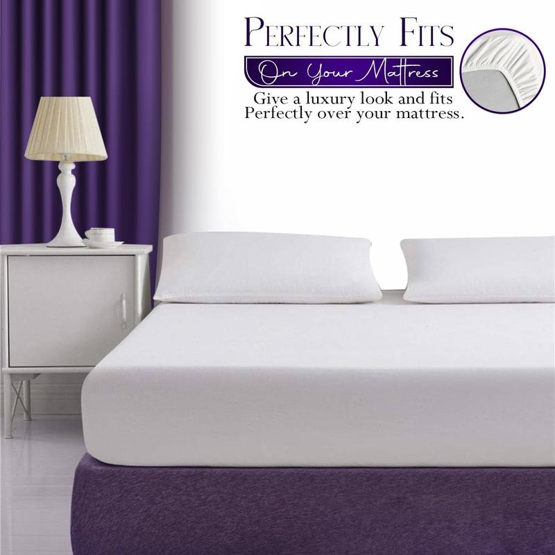 Microfiber Fitted Sheet Extra Deep Pocket Bed Sheet 26 Cm Soft Brushed Microfiber Breathable Fitted Bed Sheets Shrinkage and Fade Resistant- 360° Elastic Corners, Durable And Less Likely To Rip or Tear Fitted Sheets- Easy Care & Machine Washable 3