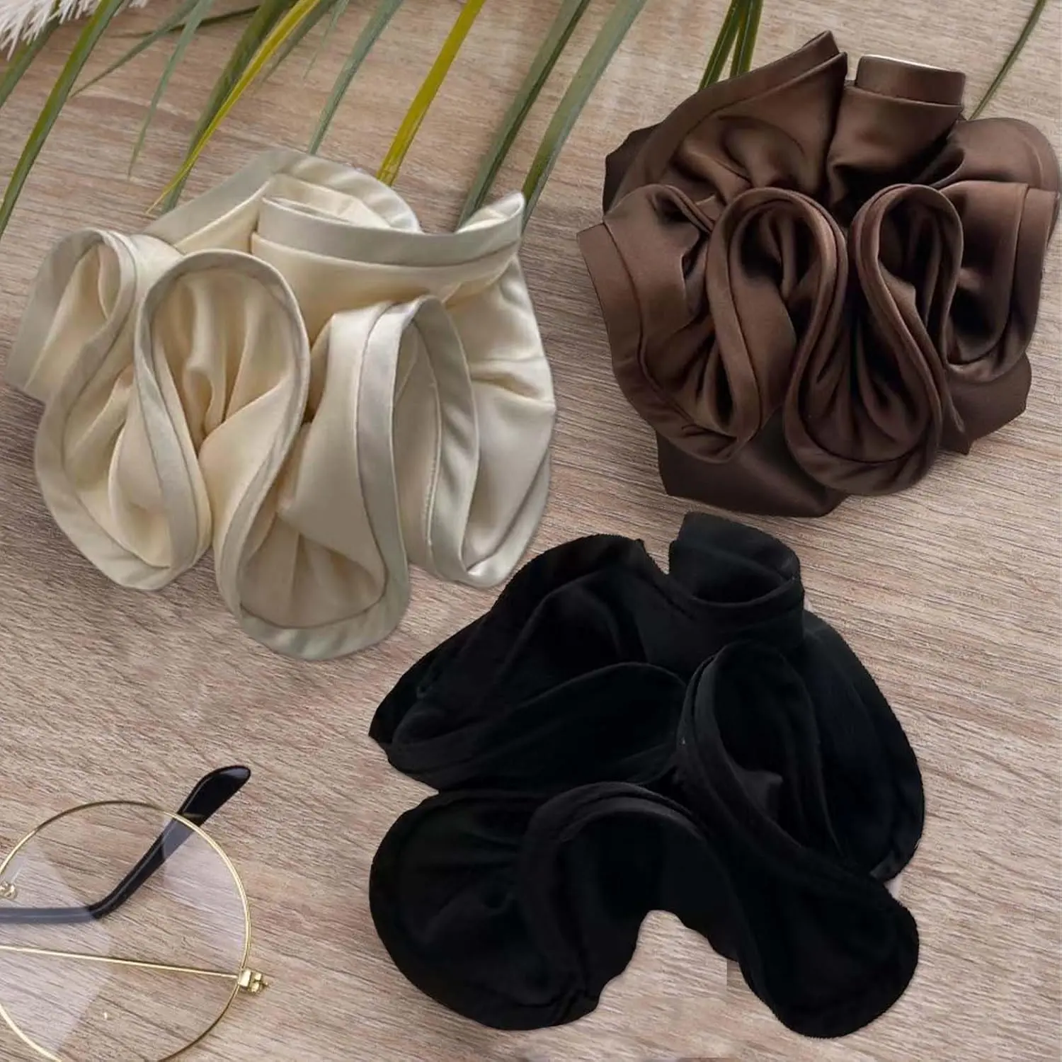 EcoVend 3 Pcs Oversized Scrunchie Set for Women with Large Satin Scrunchies and Extra Big Ponytail Holder Hair Accessories
