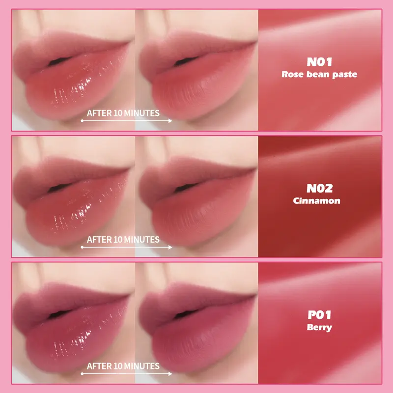 KIMUSE Water Gel Lip Tint 6 Colors Set, Highly Pigmented Long Lasting Moisturizing Glossy Lip Tint Stains 4