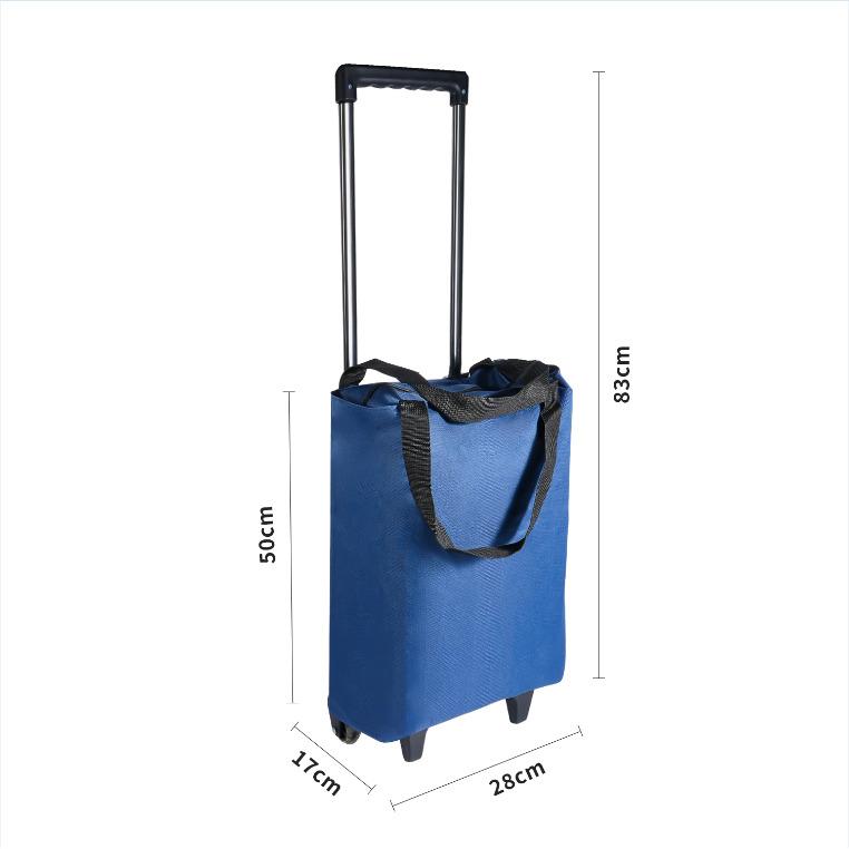 Shopping Trolley on Wheels Foldable Trolley Bags with Telescopic Handle Reusable Water Proof Trolley Bag 2 in 1 Shopping Trolleys Suitable for Shopping Supermarkets and Travel Blue 2